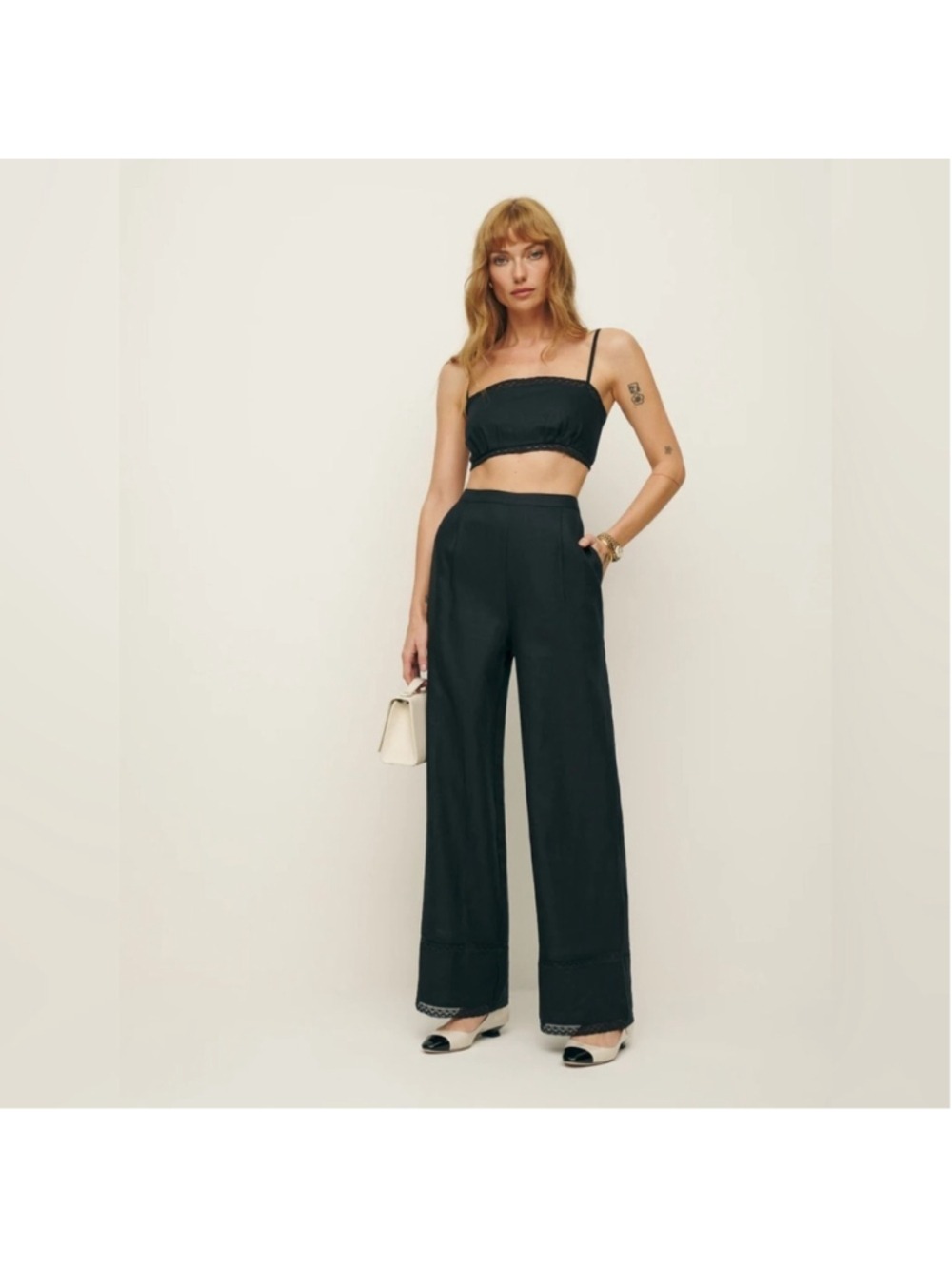 Nwt Reformation Violet Linen Two Piece In Black Size 8